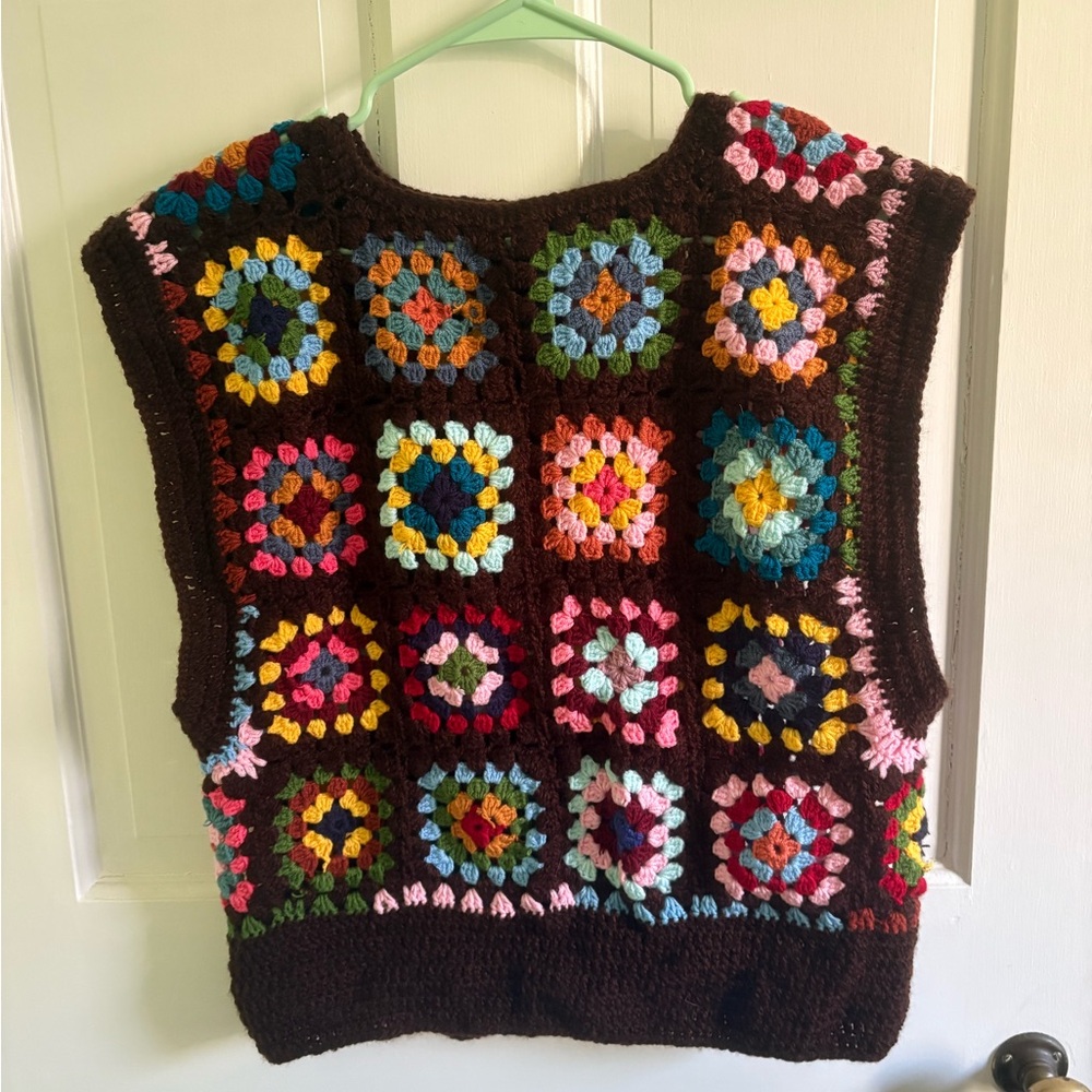 Colorful Crochet Granny Square Vest